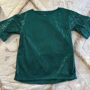 Vici Green Sequin Top
